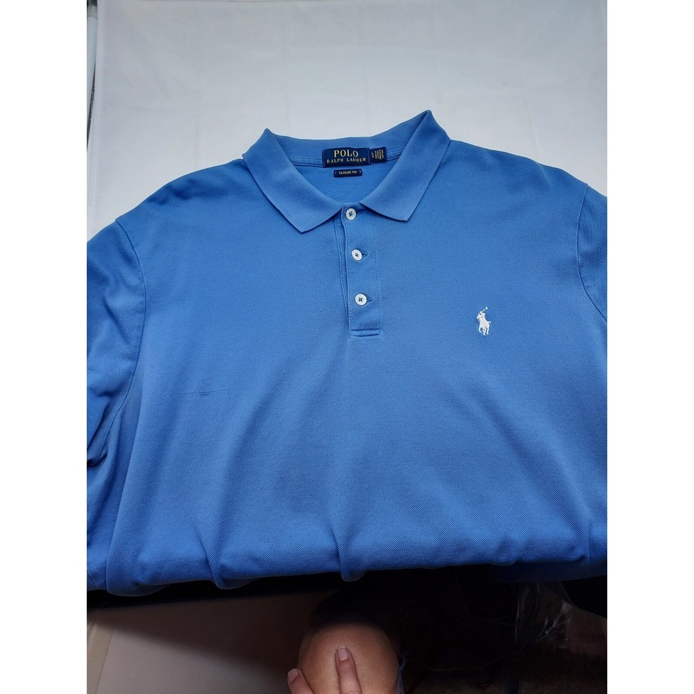 Polo Ralph Lauren Classic Fit  Blue Polo Shirt Men's Size L with white pony‎
